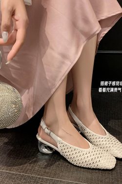 Breathable Hollow Woven Open-Toe Sandals for Women - French Exquisite Design, Fashionable Summer Footwear