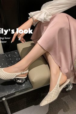 Breathable Hollow Woven Open-Toe Sandals for Women - French Exquisite Design, Fashionable Summer Footwear