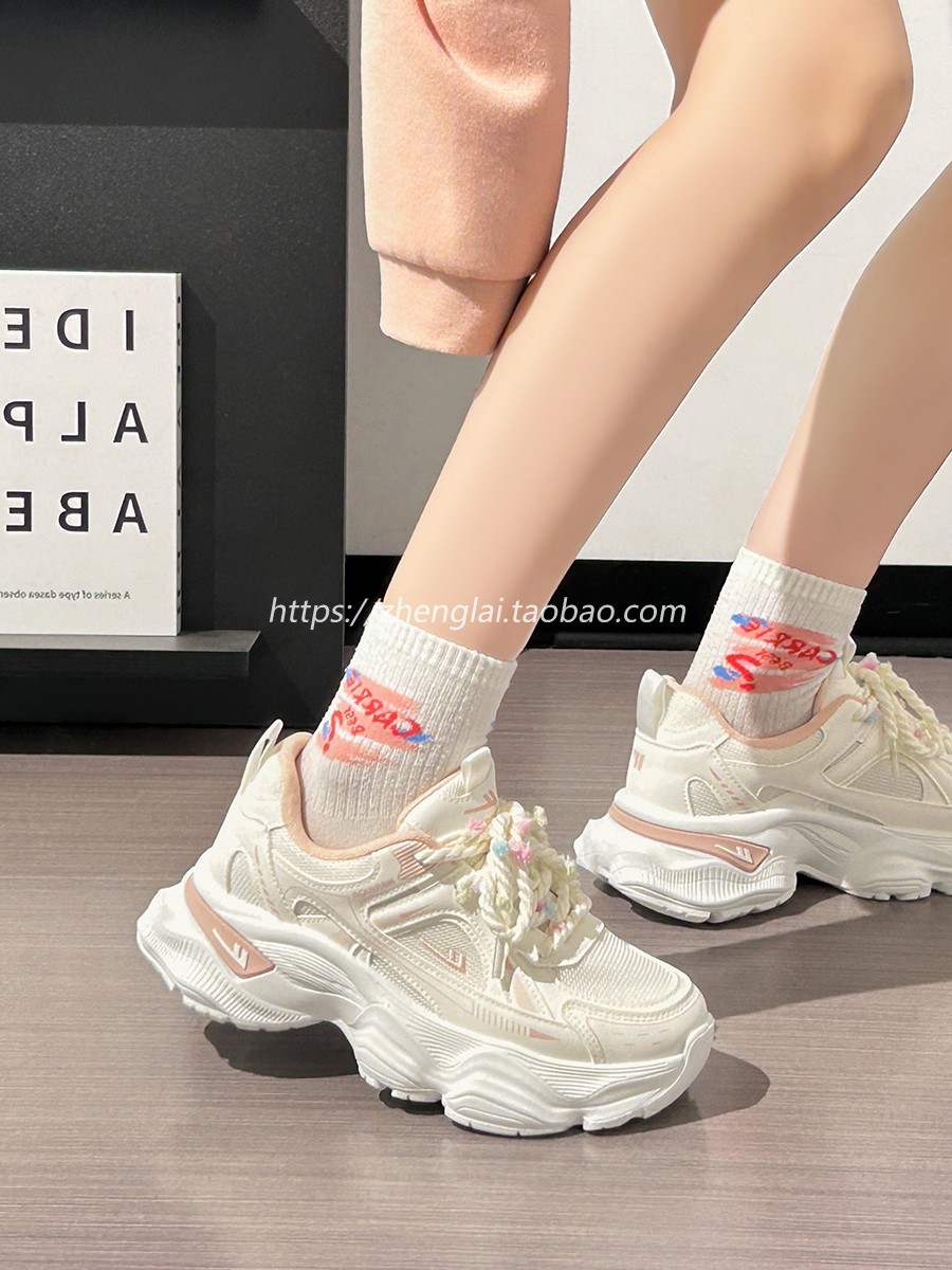 Breathable Mesh Dad Shoes for Women - Height-Increasing Casual Sports Sneakers - Versatile White Footwear for Sweet Girls 2025 Style Breathable Mesh Dad Shoes for Women - Height-Increasing Casual Sports Sneakers - Versatile White Footwear for Sweet Girls 2025 Style