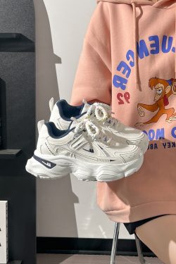 Breathable Mesh Dad Shoes for Women - Height-Increasing Casual Sports Sneakers - Versatile White Footwear for Sweet Girls 2025 Style
