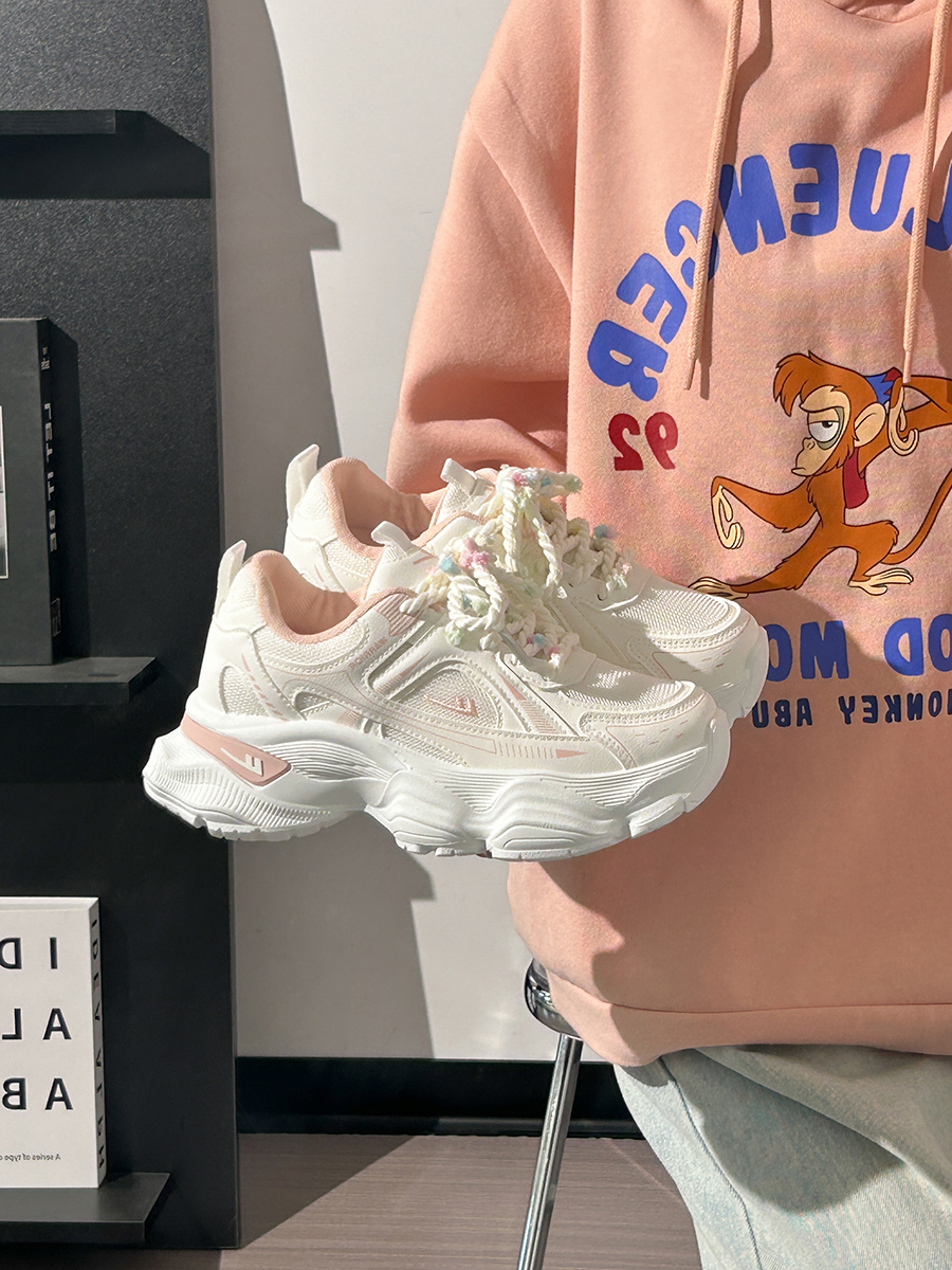 Breathable Mesh Dad Shoes for Women - Height-Increasing Casual Sports Sneakers - Versatile White Footwear for Sweet Girls 2025 Style Breathable Mesh Dad Shoes for Women - Height-Increasing Casual Sports Sneakers - Versatile White Footwear for Sweet Girls 2025 Style