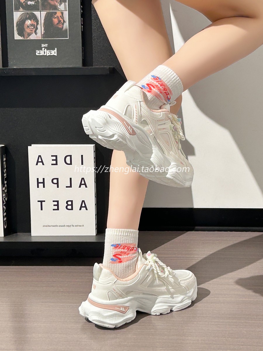 Breathable Mesh Dad Shoes for Women - Height-Increasing Casual Sports Sneakers - Versatile White Footwear for Sweet Girls 2025 Style Breathable Mesh Dad Shoes for Women - Height-Increasing Casual Sports Sneakers - Versatile White Footwear for Sweet Girls 2025 Style