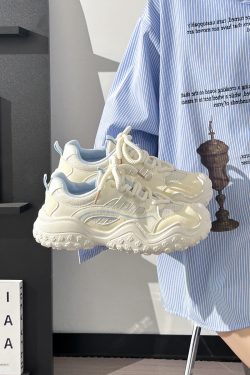 Breathable Mesh Dad Shoes for Women - Lightweight Summer Hiking Sneakers, Versatile White Sports Shoes for Comfort and Style