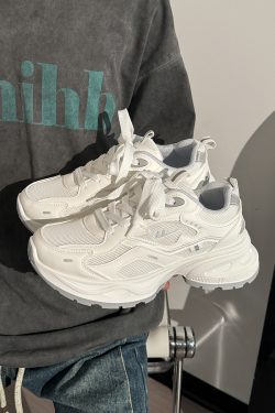 Breathable Mesh Dad Sneakers for Women and Men - Versatile 2025 Summer Sports Shoes in White