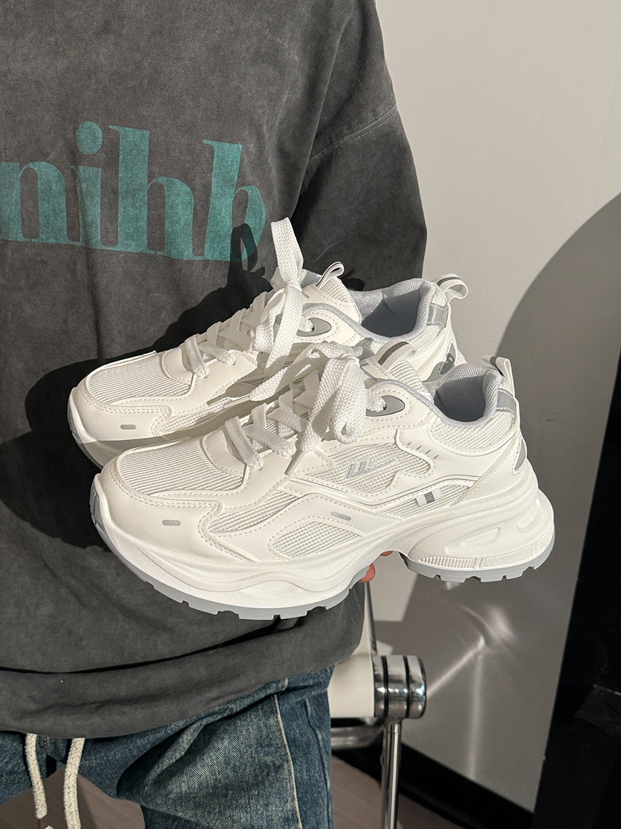 Breathable Mesh Dad Sneakers for Women and Men - Versatile 2025 Summer Sports Shoes in White Breathable Mesh Dad Sneakers for Women and Men - Versatile 2025 Summer Sports Shoes in White