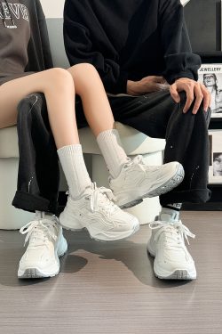 Breathable Mesh Dad Sneakers for Women and Men - Versatile 2025 Summer Sports Shoes in White