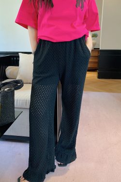 Breathable Plus Size Ruffled Edge Sun Protection Pants for Women - Summer 2025 Loose Thin Casual Style