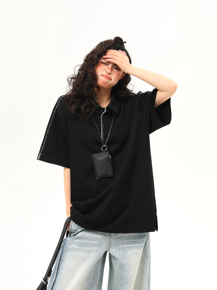 Bright Line Camo Design Retro Short Sleeve T-Shirt, Unisex Polo Collar, Heavyweight Style, 90s American Fashion Bright Line Camo Design Retro Short Sleeve T-Shirt, Unisex Polo Collar, Heavyweight Style, 90s American Fashion