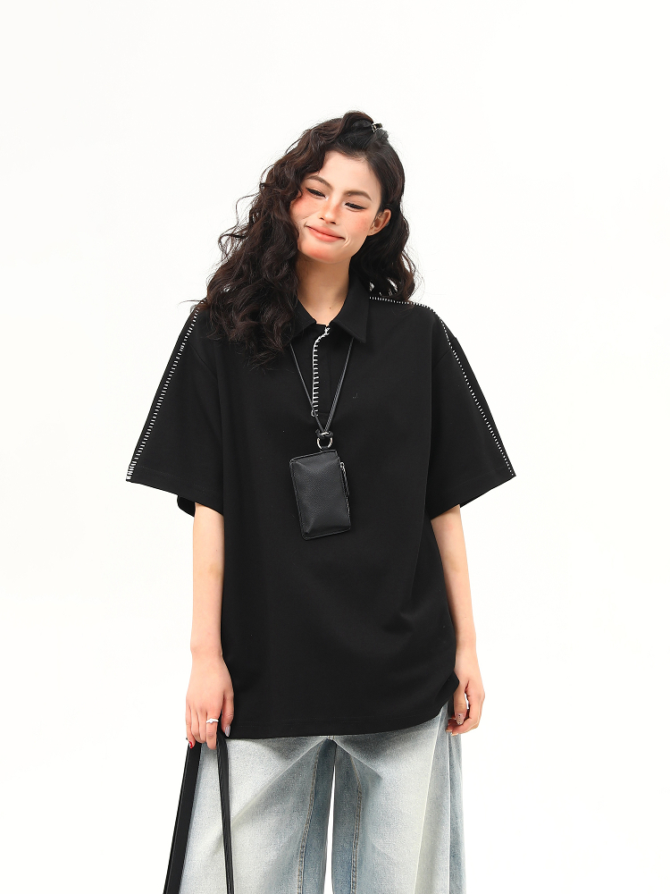 Bright Line Camo Design Retro Short Sleeve T-Shirt, Unisex Polo Collar, Heavyweight Style, 90s American Fashion Bright Line Camo Design Retro Short Sleeve T-Shirt, Unisex Polo Collar, Heavyweight Style, 90s American Fashion