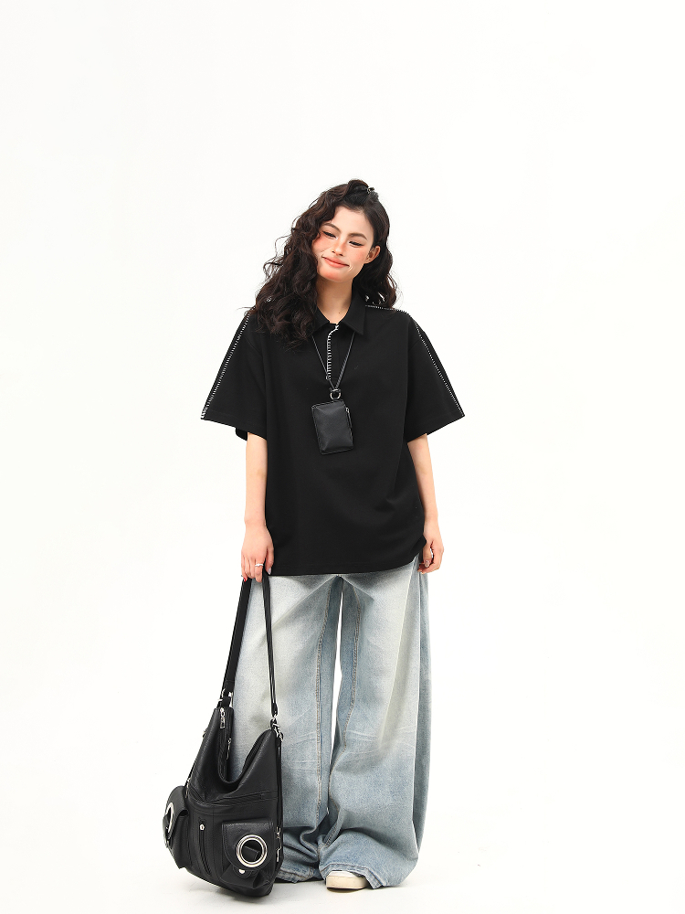 Bright Line Camo Design Retro Short Sleeve T-Shirt, Unisex Polo Collar, Heavyweight Style, 90s American Fashion Bright Line Camo Design Retro Short Sleeve T-Shirt, Unisex Polo Collar, Heavyweight Style, 90s American Fashion