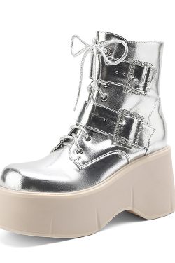 British Style Belt Buckle Thick-Soled Short Boots for Women - Fashionable Platform Martin Work Boots