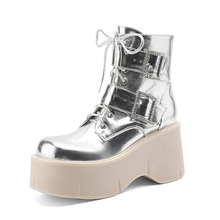 British Style Belt Buckle Thick-Soled Short Boots for Women - Fashionable Platform Martin Work Boots British Style Belt Buckle Thick-Soled Short Boots for Women - Fashionable Platform Martin Work Boots