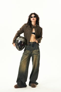 Brown Leather Motorcycle Jacket for Women – Sexy Slim Fit, American Retro Style, Autumn Trend, Short Design