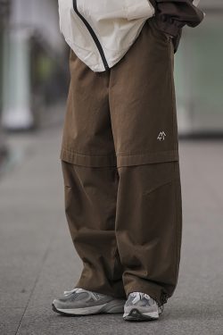 Brown Loose Straight-Leg Work Pants for Men - Japanese Casual American Retro Baggy Cargo Trend