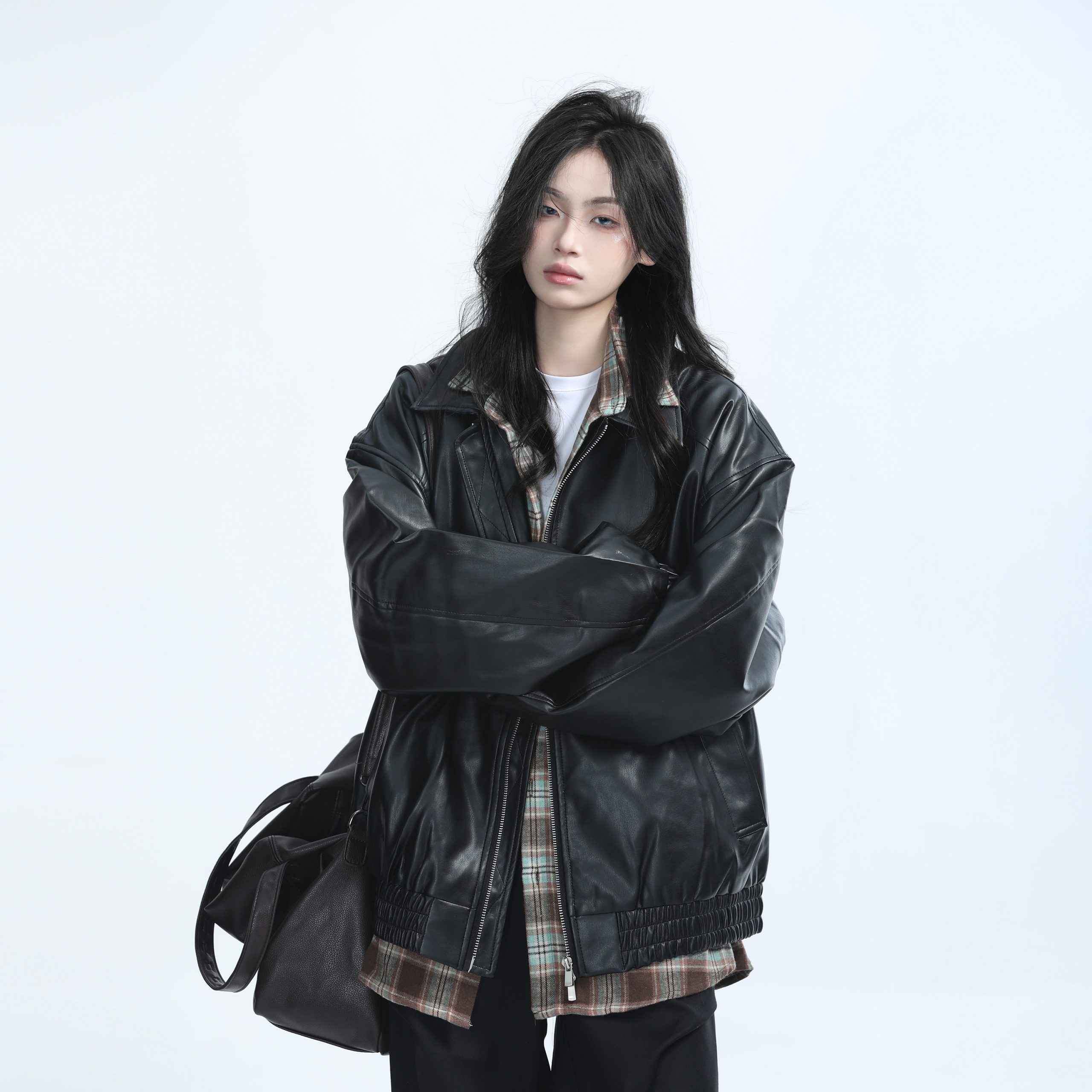 Brown Motorcycle PU Leather Jacket for Women - Vintage American Retro Style, Loose Fit, Autumn Fashion, Trendy Outerwear Brown Motorcycle PU Leather Jacket for Women - Vintage American Retro Style, Loose Fit, Autumn Fashion, Trendy Outerwear