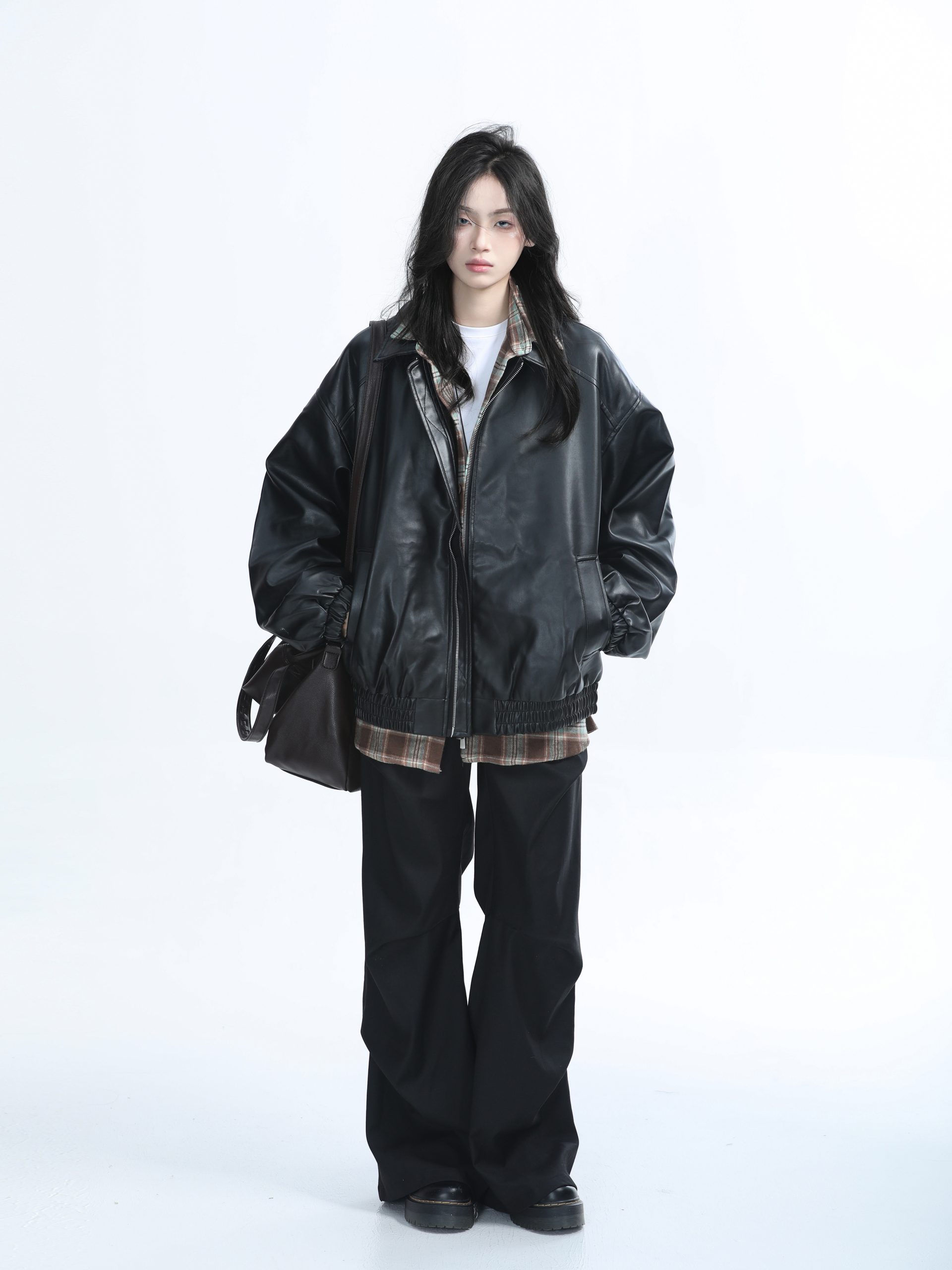 Brown Motorcycle PU Leather Jacket for Women - Vintage American Retro Style, Loose Fit, Autumn Fashion, Trendy Outerwear Brown Motorcycle PU Leather Jacket for Women - Vintage American Retro Style, Loose Fit, Autumn Fashion, Trendy Outerwear