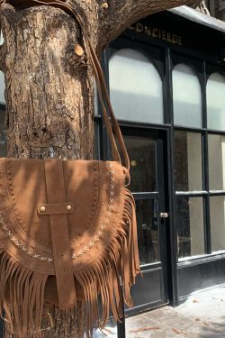 Brown Retro American Fringe Bag - Women's Bohemian Faux Suede Crossbody & Shoulder Bag for Versatile Style