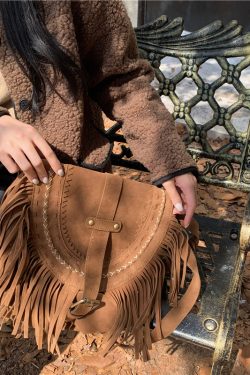 Brown Retro American Fringe Bag - Women's Bohemian Faux Suede Crossbody & Shoulder Bag for Versatile Style