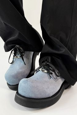 Brown Suede Derby Shoes for Men and Women - Low-Top Thick-Soled Height-Increasing Mickey Style Boots