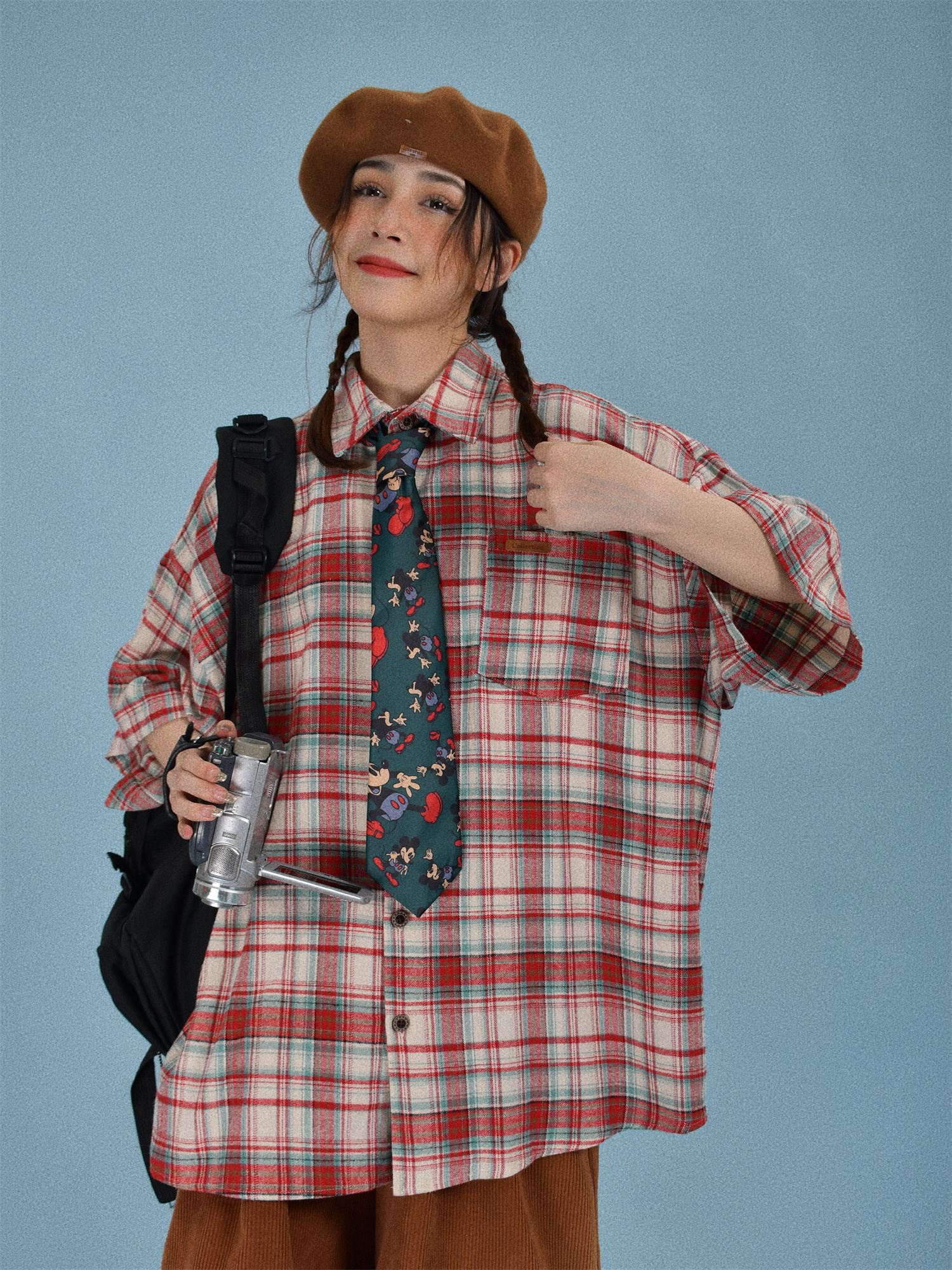 Brushed Plaid Short Sleeve Shirt for Men and Women, Casual Versatile Vintage Style, 90s Inspired Fashion, New Arrival Brushed Plaid Short Sleeve Shirt for Men and Women, Casual Versatile Vintage Style, 90s Inspired Fashion, New Arrival