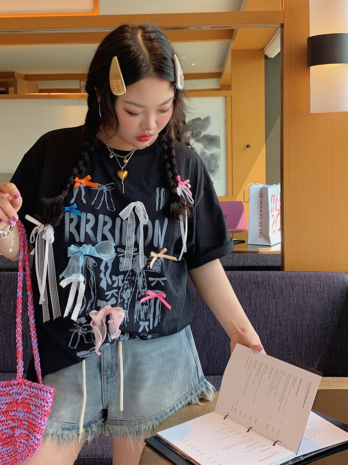 Butterfly Knot Short Sleeve T-Shirt for Women - Unique Summer 2025 Fashion Top, Exquisite Design, Trendy 90s Style Butterfly Knot Short Sleeve T-Shirt for Women - Unique Summer 2025 Fashion Top, Exquisite Design, Trendy 90s Style