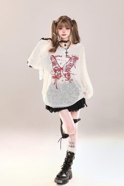 Butterfly Print Short-Sleeve T-Shirt for Women - American Style Casual Summer Top, Sweet & Spicy Loose Fit Sun Protection Cover-Up