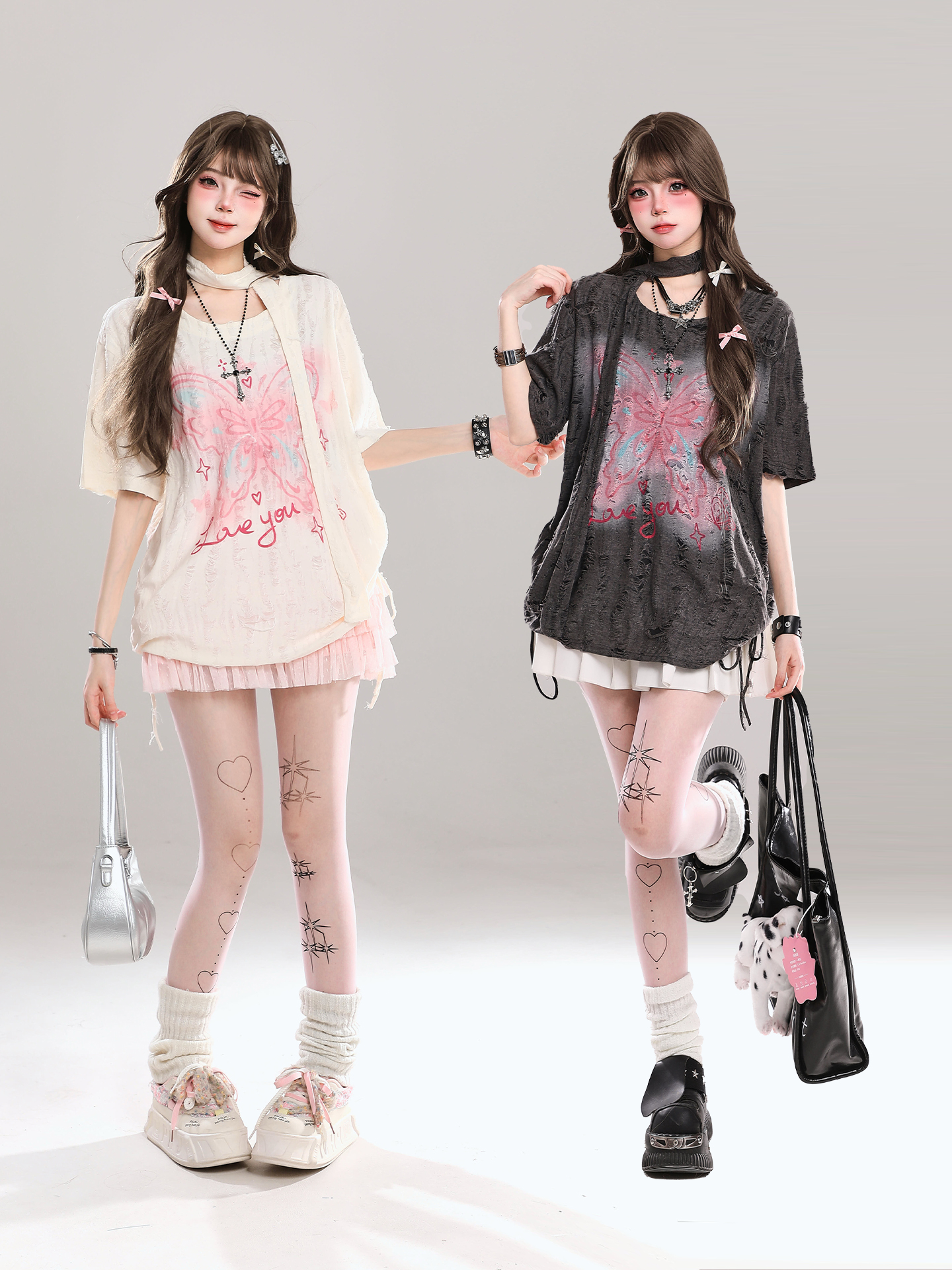 Butterfly Print Short-Sleeve T-Shirt for Women, Summer Loose Fit Cover-Up, Sheer Top, Sweet Girl Outfit, Y2K Casual Style Butterfly Print Short-Sleeve T-Shirt for Women, Summer Loose Fit Cover-Up, Sheer Top, Sweet Girl Outfit, Y2K Casual Style