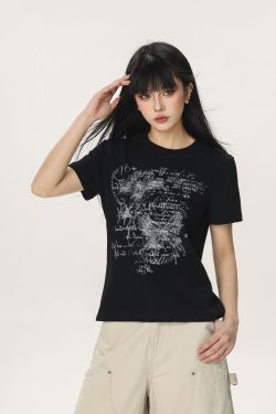 Butterfly Print Slim Fit Crop Top T-Shirt for Women – Summer Short Sleeve Casual Style, Y2K Aesthetic, Spicy Girl Fashion