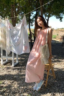 Butterfly Spirit Flower Embroidered Sleeveless Summer Dress for Women - Vintage Loose Layered Vacation Tank Dress