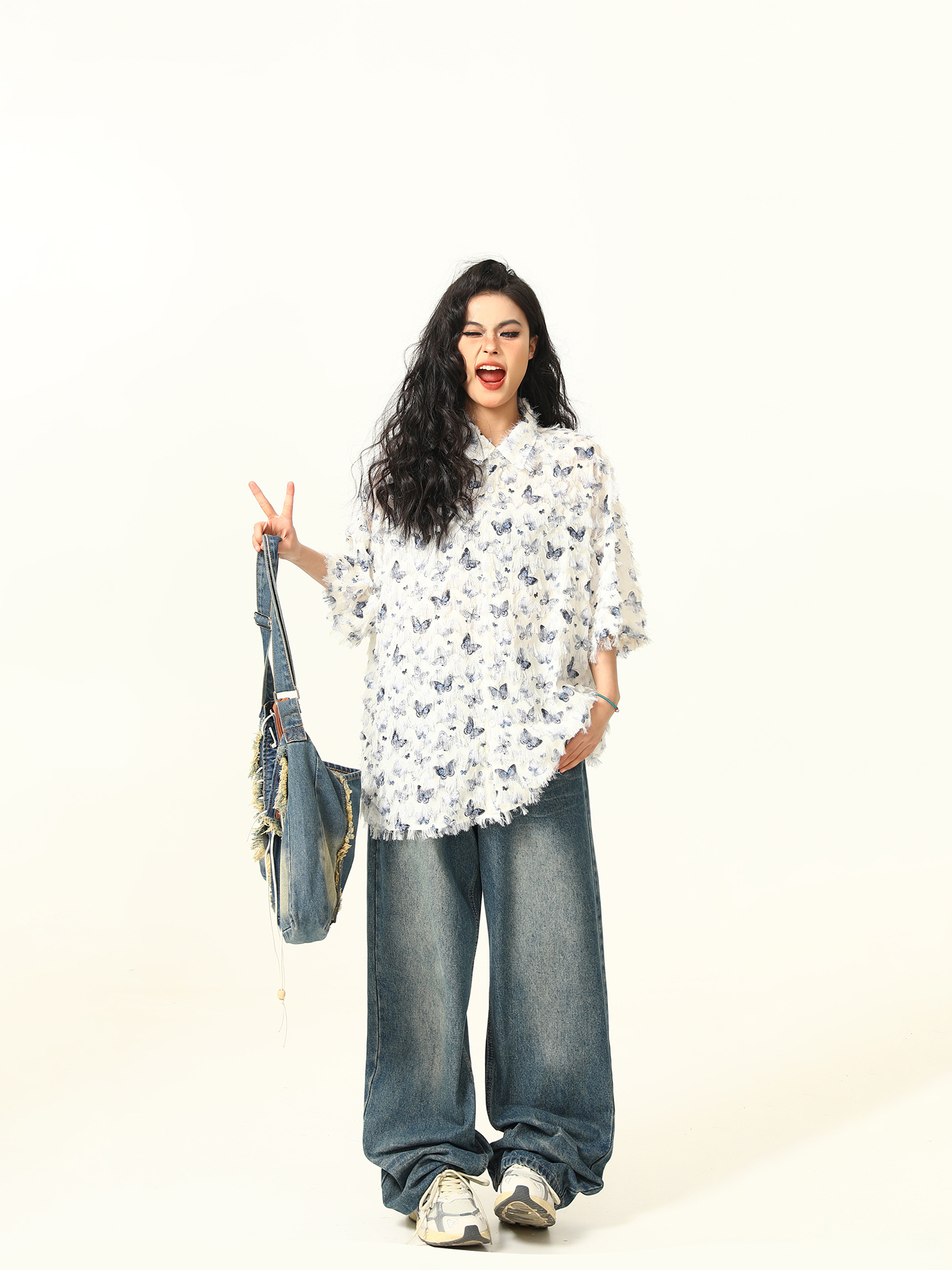 Butterfly Tassel Short Sleeve Shirt for Women - Trendy Loose Summer Blouse, 2025 Fashion, Y2K Style, Perfect for Summer Outfits Butterfly Tassel Short Sleeve Shirt for Women - Trendy Loose Summer Blouse, 2025 Fashion, Y2K Style, Perfect for Summer Outfits