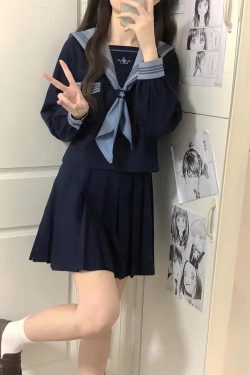 Camellia Cloud Sailor Girl JK Uniform Set - High School Sailor Suit with Long and Short Sleeve Tops, Classic Style, Y2K Fashion