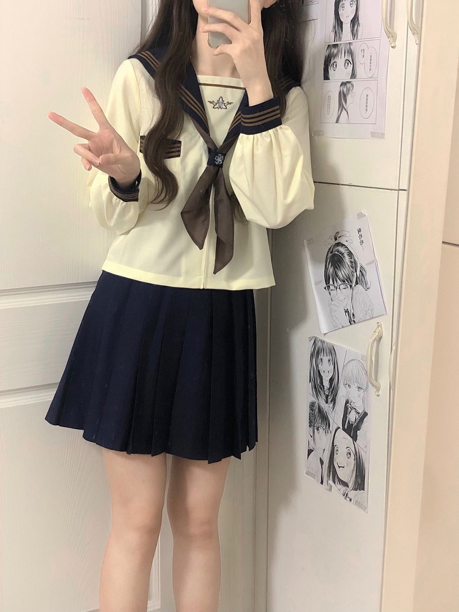 Camellia Cloud Sailor Girl JK Uniform Set - High School Sailor Suit with Long and Short Sleeve Tops, Classic Style, Y2K Fashion Camellia Cloud Sailor Girl JK Uniform Set - High School Sailor Suit with Long and Short Sleeve Tops, Classic Style, Y2K Fashion