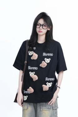 Cartoon Graphic Pink Short Sleeve T-Shirt for Women - Fun Summer Design, Loose Fit, Casual Style