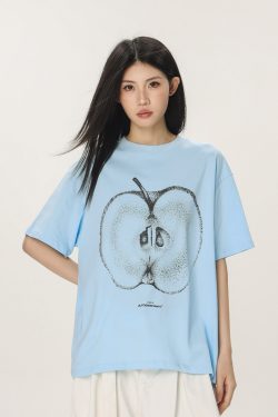 Casual Beer Captain Graphic T-Shirt for Women - Summer Loose Fit Short Sleeve Couple Top in Trendy American Style