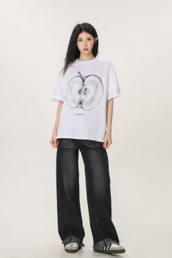 Casual Beer Captain Graphic T-Shirt for Women - Summer Loose Fit Short Sleeve Couple Top in Trendy American Style