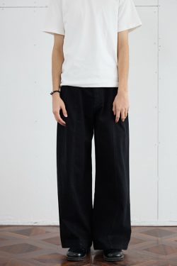 Casual Deconstructed Patchwork Wide-Leg Pants for Men - Straight Loose Fit Long Trousers, American Street Style