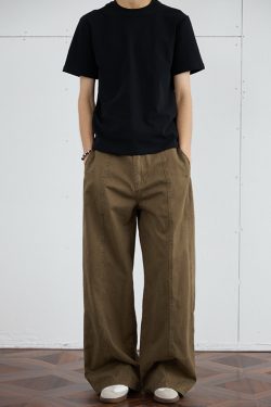 Casual Deconstructed Patchwork Wide-Leg Pants for Men - Straight Loose Fit Long Trousers, American Street Style