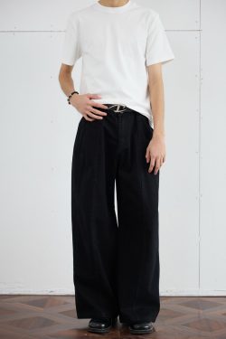 Casual Deconstructed Patchwork Wide-Leg Pants for Men - Straight Loose Fit Long Trousers, American Street Style