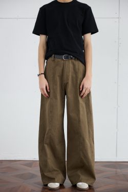 Casual Deconstructed Patchwork Wide-Leg Pants for Men - Straight Loose Fit Long Trousers, American Street Style