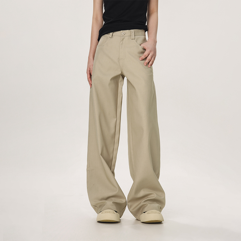 Casual Dropped Crotch Floor-Length Wide-Leg Pants for Women - Straight Loose Flared Trousers in American Style High Street Fashion Casual Dropped Crotch Floor-Length Wide-Leg Pants for Women - Straight Loose Flared Trousers in American Style High Street Fashion