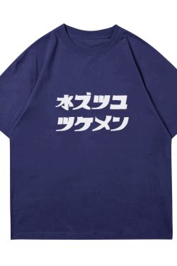 Casual Japanese Style Graphic T-Shirt for Men - Loose Fit, Drop Shoulder, Streetwear, Harajuku Inspired