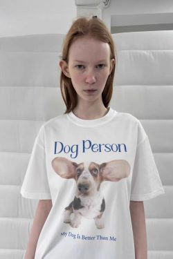 Casual Korean Style Cartoon Cat & Dog Print Short Sleeve T-Shirt for Women - Versatile Minimalist Pure Cotton Top