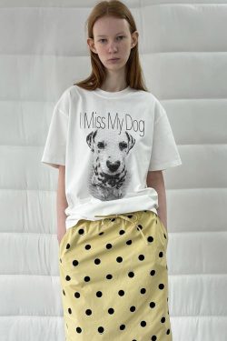 Casual Korean Style Cartoon Cat & Dog Print Short Sleeve T-Shirt for Women - Versatile Minimalist Pure Cotton Top