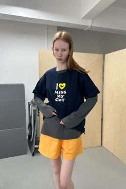 Casual Korean Style Cartoon Cat & Dog Print Short Sleeve T-Shirt for Women - Versatile Minimalist Pure Cotton Top