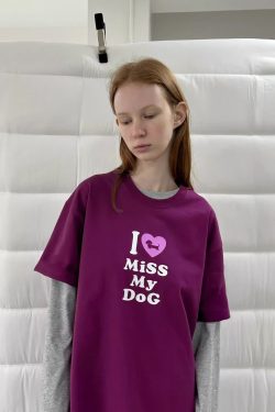 Casual Korean Style Dog Slogan Loose Fit Pure Cotton Short Sleeve T-Shirt for Women - Comfortable and Versatile Fashion