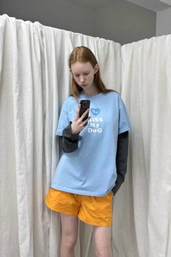 Casual Korean Style Dog Slogan Loose Fit Pure Cotton Short Sleeve T-Shirt for Women - Comfortable and Versatile Fashion