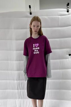 Casual Korean Style Dog Slogan Loose Fit Pure Cotton Short Sleeve T-Shirt for Women - Comfortable and Versatile Fashion