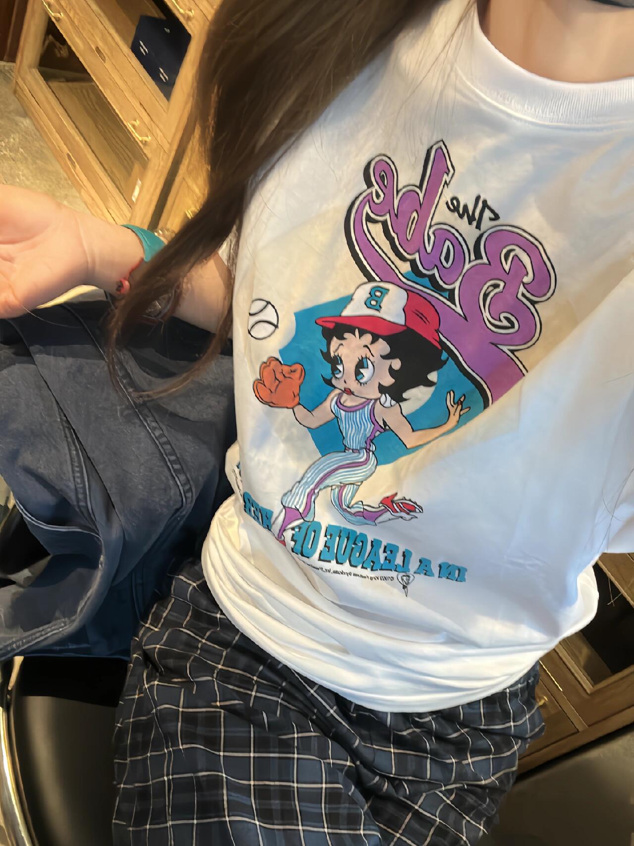 Casual Loose Fit Cartoon Print Short Sleeve T-Shirt for Summer - Versatile Pure Cotton Tee for Sweet Fun Style Casual Loose Fit Cartoon Print Short Sleeve T-Shirt for Summer - Versatile Pure Cotton Tee for Sweet Fun Style