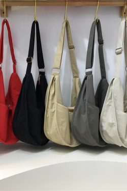 Casual Nylon Canvas Dumpling Bag in Japanese and Korean Style for Commuting - Small Crossbody Shoulder Bag