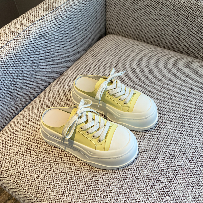 Casual Slip-On Thick-Soled White Slippers for Women - Sweet & Versatile 2025 Style Half-Drag Shoes Casual Slip-On Thick-Soled White Slippers for Women - Sweet & Versatile 2025 Style Half-Drag Shoes